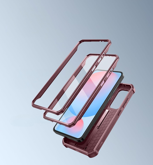 Armored case for Samsung Galaxy S24 FE, Dexnor Full Body (Two Frames), red