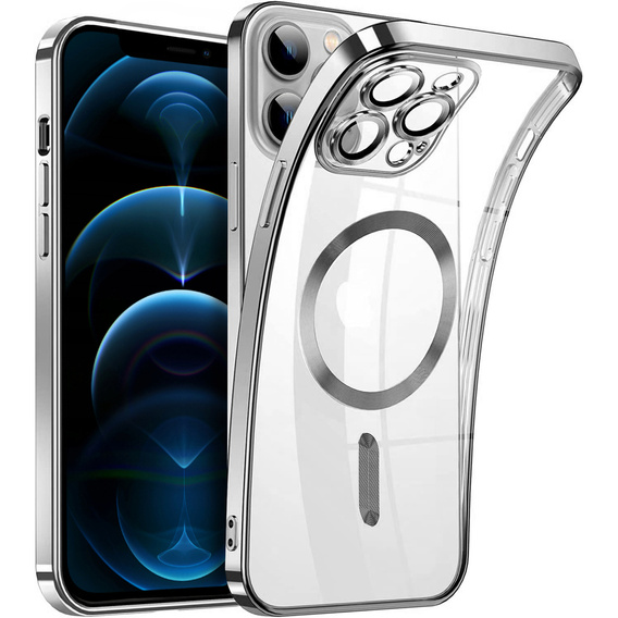 Case for iPhone 12 Pro, Electro MagSafe, silver + Screen Glass