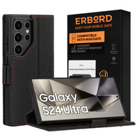 Leather case for Samsung Galaxy S24 Ultra, ERBORD LeatherWallet, black