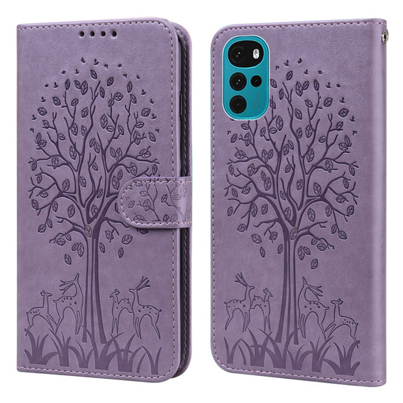 Flip case for Motorola Moto G22, tree, purple