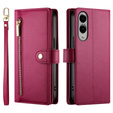 Flip case for Samsung Galaxy S25 Edge, Wallet Zipper Pocket, red