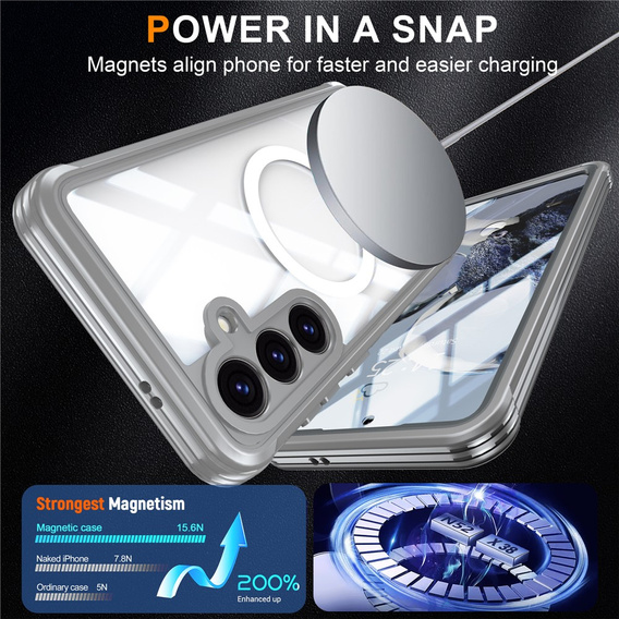 Case for Samsung Galaxy S25 FE, Shockproof, with glass, for MagSafe, grey