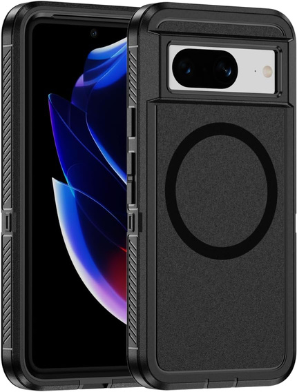 Case with frame for Google Pixel 8A, for MagSafe, black