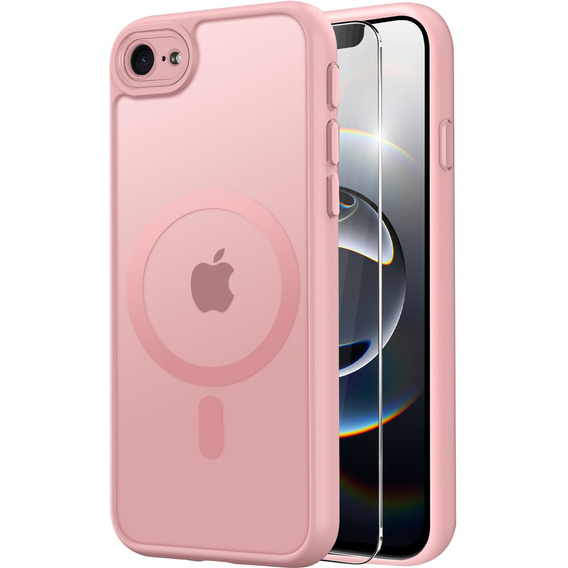 Case for iPhone 16E, for MagSafe, ERBORD Matt Case, black + Screen Glass