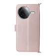 Crossbody Leather Wallet flip case for Xiaomi Poco F7 Pro, pink