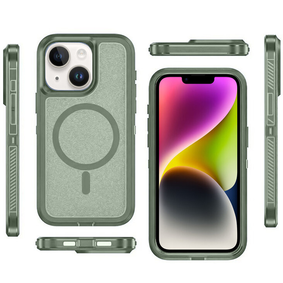 Case with frame for iPhone 13/14, for MagSafe, green