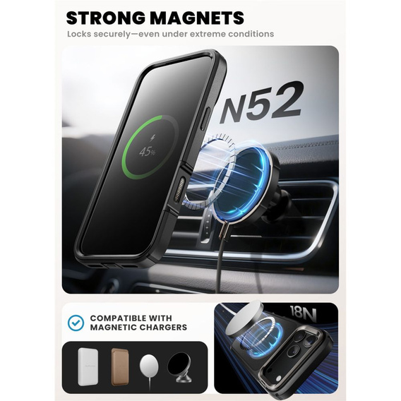Supcase case for iPhone 17 Pro Max, IBLSN Ares Fip Magsafe, Black