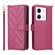 Crossbody Leather Wallet flip case for Xiaomi Poco M7 Pro 5G, maroon