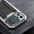 Case for iPhone 13 Pro, R-JUST CamShield Slide, armoured, silver / black