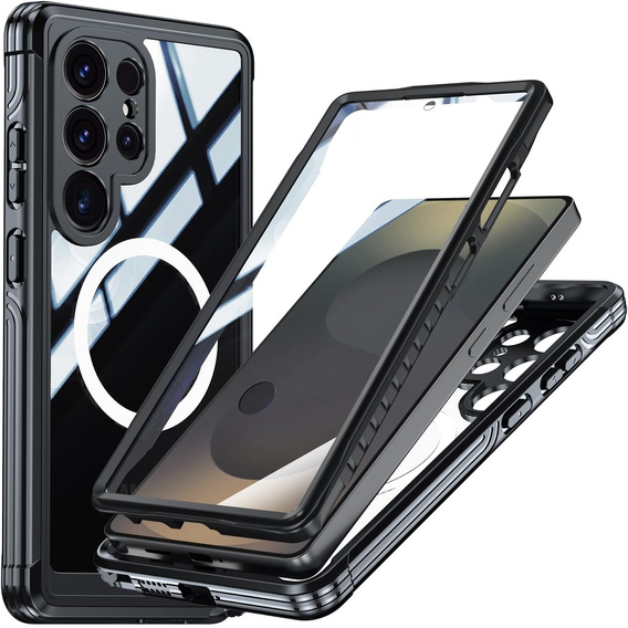Case for Samsung Galaxy S25 Ultra, Shockproof, with glass, for MagSafe, black