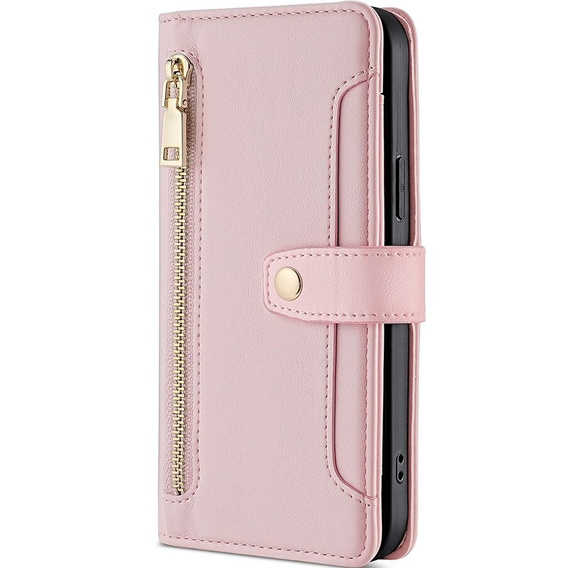 Flip case for Honor Magic5 Lite, Wallet Zipper Pocket, pink