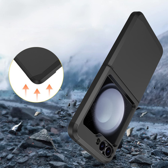 Armored Case for Samsung Galaxy Z Flip7 FE / Z Flip6, Armor Shockproof, black
