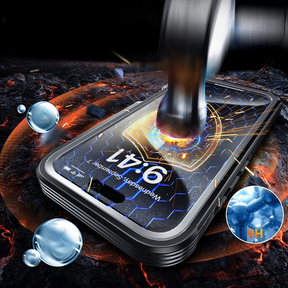 Case for iPhone 16 Plus, Shockproof, with glass, for MagSafe, black