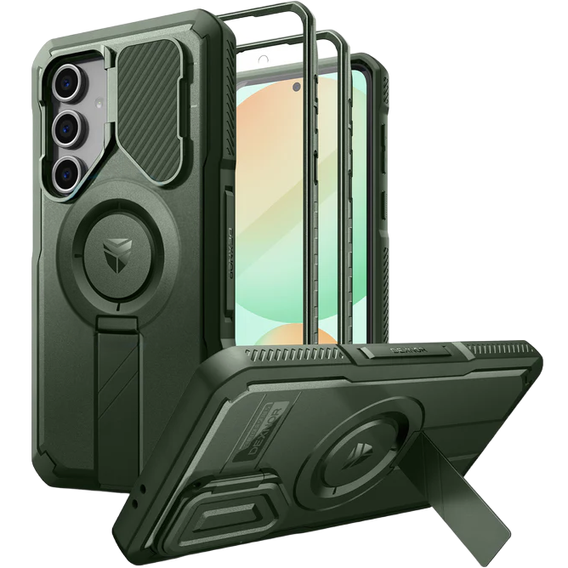Armored case for Samsung Galaxy S24 FE, Dexnor Full Body (Two Frames), green