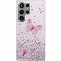 Case for Samsung Galaxy S24 Ultra, Glitter Butterfly, pink