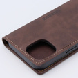 Case for iPhone 15, ERBORD Vintage, wallet with flap, coffee