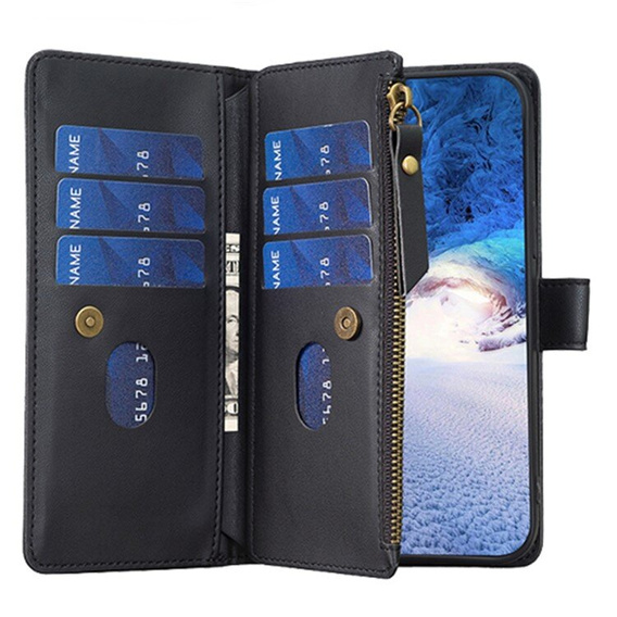 Flip case for Xiaomi Redmi 13C / Poco C65, Wallet Zipper Pocket, black