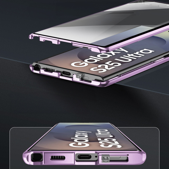Case for Samsung Galaxy S25 Ultra, Magnetic Dual Glass, purple