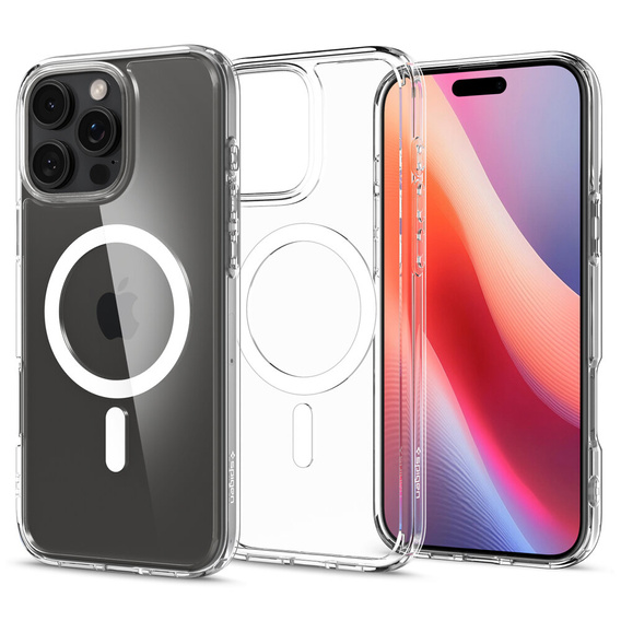 Spigen MagSafe Case for iPhone 16 Pro Max, Ultra Hybrid, transparent / white + 9H Tempered Glass