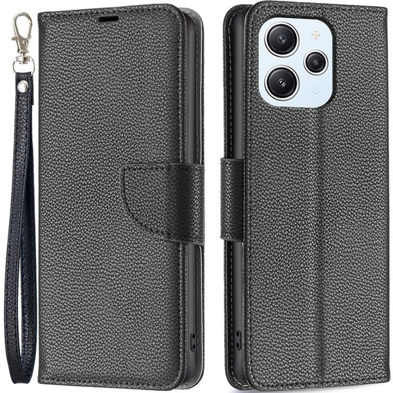 Flip case for Xiaomi Redmi 12 4G, Wallet Litchi Magnet, black
