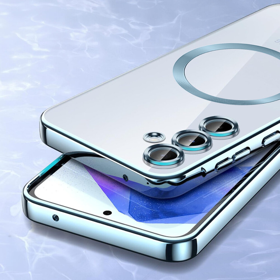 Case for Samsung Galaxy A15 4G/5G, Electro MagSafe, blue + Screen Glass