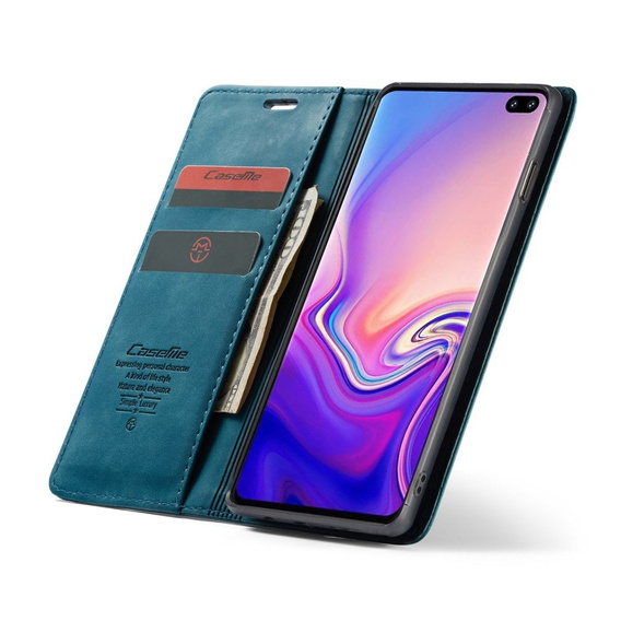 CASEME case for Samsung Galaxy S10, Leather Wallet Case, blue