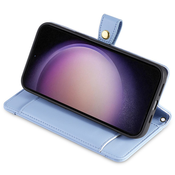 Flip case for Samsung Galaxy M34, Wallet Zipper Pocket, blue
