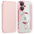 Flip case for iPhone 16, RFID Wallet MagSafe CamShield, pink