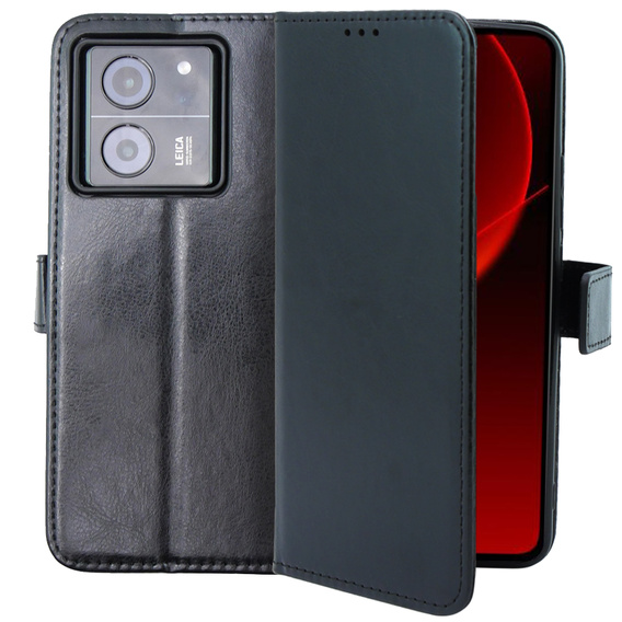 Flip case for Xiaomi 13T / 13T Pro, Crazy Horse Wallet, black