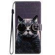 Flip case for Samsung Galaxy A25 5G, Wallet, Cat, black+ 9H glass
