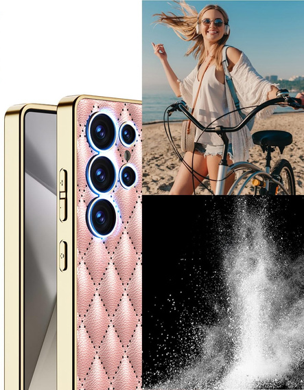 Case for Samsung Galaxy S25 Ultra, Leather Rhombus, pink