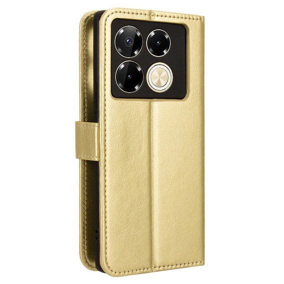 Flip case for Infinix Note 40 Pro Plus, Crazy Horse Wallet, gold