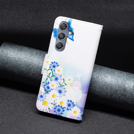 Flip case for Samsung Galaxy M34, Wallet, butterfly & flowers, white