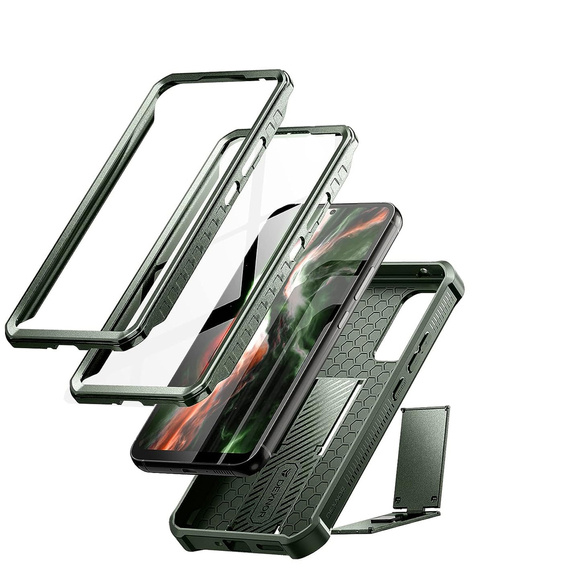 Armored case for Samsung Galaxy A34 5G, Dexnor Full Body (Two Frames), green