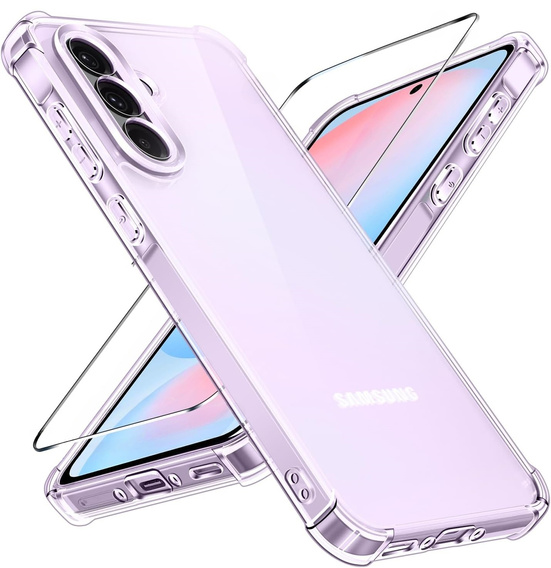 Case for Samsung Galaxy A56, Erbord Dropproof, transparent + Glass