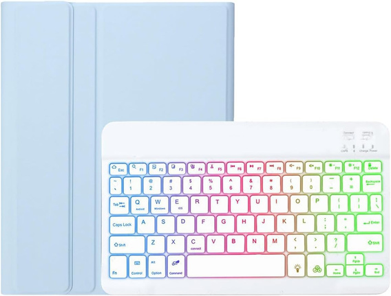 Case with illuminated bluetooth keyboard for iPad 10.9 2022 (10 gen.), blue