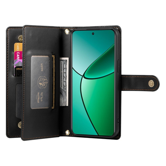 Flip case for Oppo Reno 13F 5G, Wallet Zipper Pocket, black
