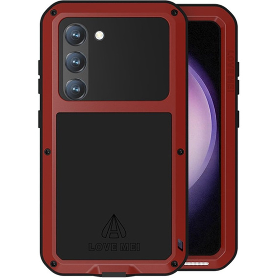 Love Mei Case for Samsung Galaxy S23, armored with glass, red