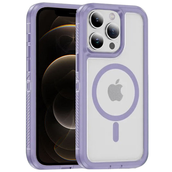 Case with frame for iPhone 12/12 Pro, for MagSafe, transparent / purple