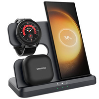 3-in-1 Wireless Induction Charger QI Fast Charger for Samsung S25 S24 S23 Galaxy Watch Buds Station Black