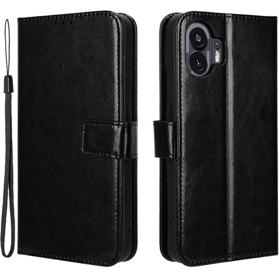 Flip case for Nothing Phone 2, Crazy Horse Wallet, black