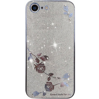 Case for iPhone SE 2022 / SE 2020 / 8 / 7, Glitter Flower, blue