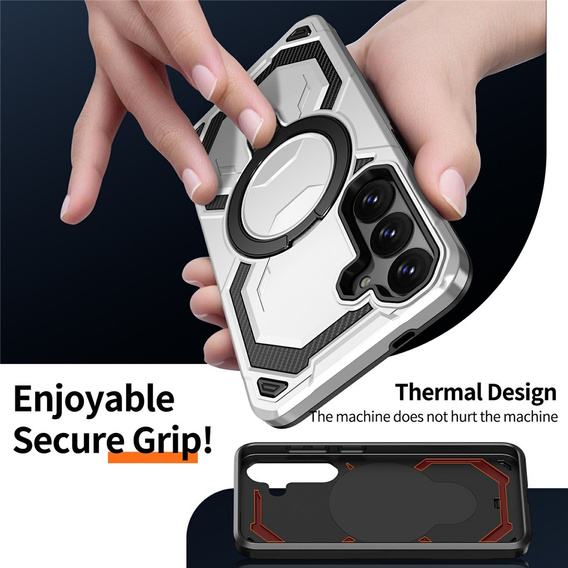 Magnetic case with stand for Samsung Galaxy A57 5G, silver