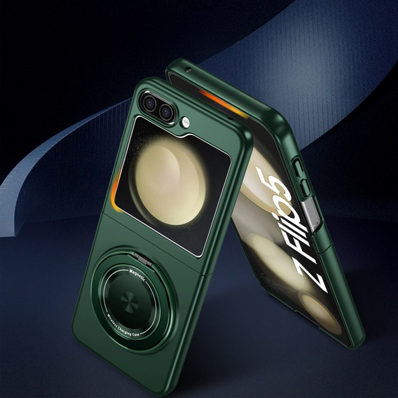 GKK case for Galaxy Z Flip 5 5G, Corners Dropproof MagSafe, clear / purple