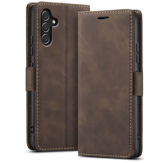 Case for Samsung Galaxy A14 4G/5G, ERBORD Vintage, wallet with flap, coffee