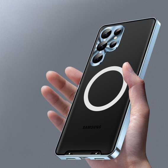 Camera Protection Case for Samsung Galaxy S23 Ultra, CamShield MagSafe, transparent / blue