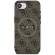 GUESS Case for iPhone 16E, 4G Ring Classic Logo, brown