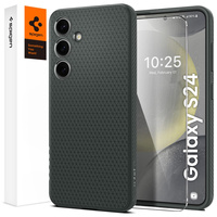 Spigen case for Samsung Galaxy S24, Liquid Air, green + 9H Tempered Glass