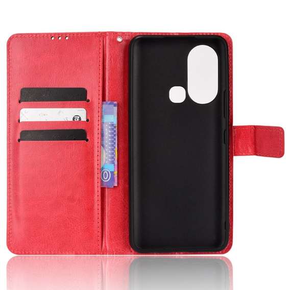 Flip case for Infinix Hot 11s, Crazy Horse Wallet, red