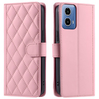 Flip case for Motorola Moto G24 / G24 Power / G04, Rhombus Crossbody Leather, pink rose gold
